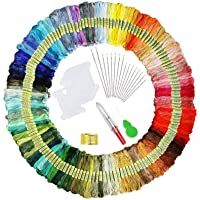 【150 Madejas】 Hilos de Bordado- elloLife Bordado Kit con 12 Tablero Blanco de la Bobina para Organizar Hilos Punto Cruz…